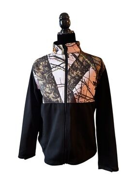 Gander Mountain Black Jacket with Pink & Brown Camo Yoke